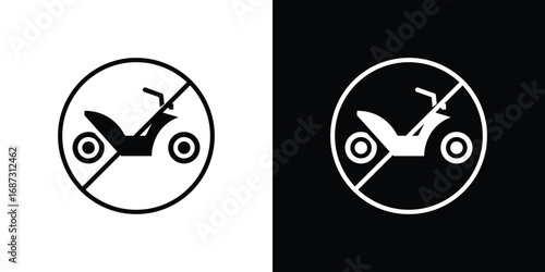 No all terrain vehicle signs set. Black and white silhouette collection