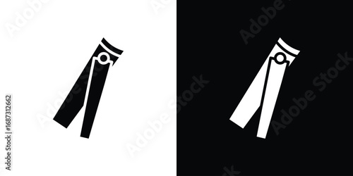 Nail clipper icons set. Black and white silhouette collection