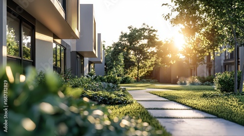 Modern apartment courtyard