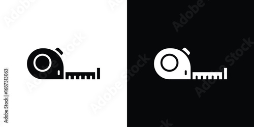 Measuring tape icons set. Black and white silhouette collection