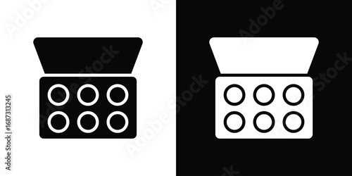 Makeup palette icons set. Black and white silhouette collection