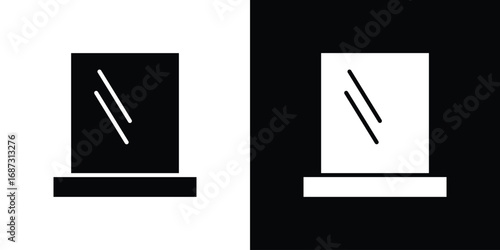 Makeup mirror icons set. Black and white silhouette collection