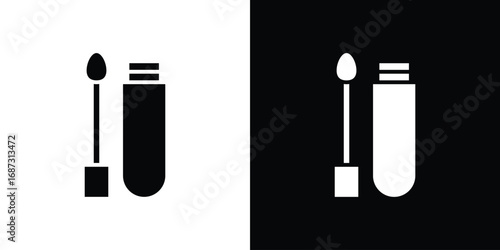 Lip gloss icons set. Black and white silhouette collection
