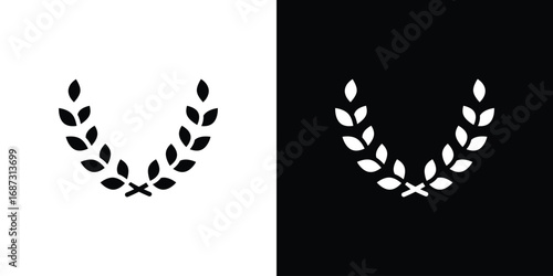 Laurel wreath icons set. Black and white silhouette collection