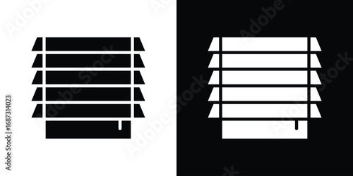 Jalousie icons set. Black and white silhouette collection