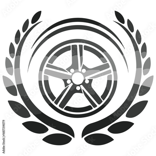 Stylized Automotive Wheel with Wreath Design