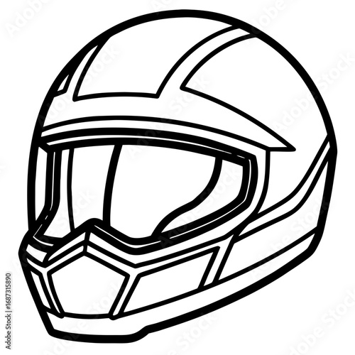 Motorcycle Helmet Icon, a Line Art Vector for Rider Safety and Racing