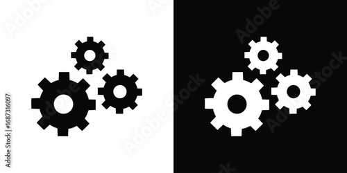 Gear icons set. Black and white silhouette collection
