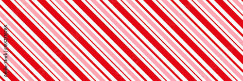 Candy cane Christmas background, peppermint diagonal stripes print seamless pattern