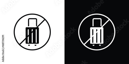 Forbidden luggage signs set. Black and white silhouette collection