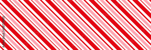 Candy cane Christmas background, peppermint diagonal stripes print seamless pattern