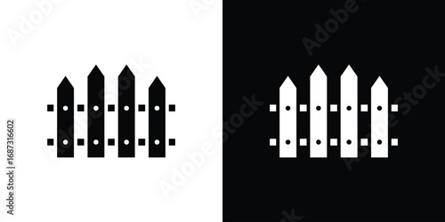 Fence icons set. Black and white silhouette collection