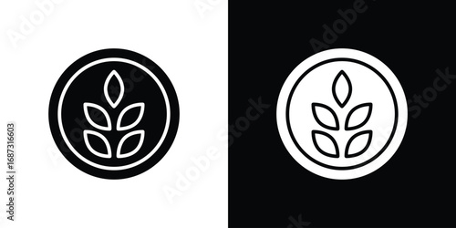 Fibre icons set. Black and white silhouette collection