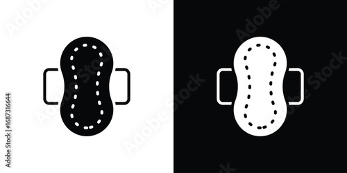 Feminine hygiene pad icons set. Black and white silhouette collection
