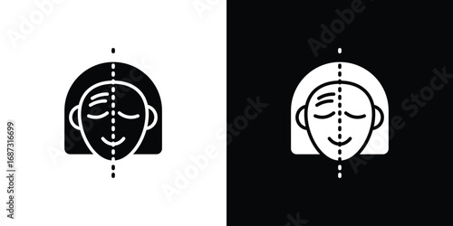 Facelifting procedure icons set. Black and white silhouette collection