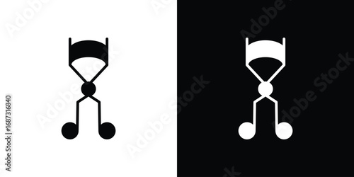 Eyelash curler icons set. Black and white silhouette collection
