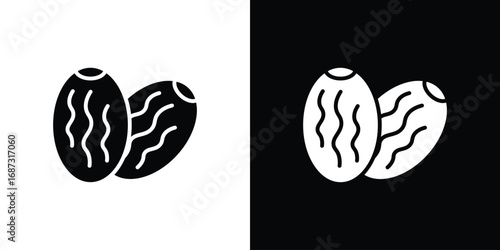 Dry fruit icons set. Black and white silhouette collection