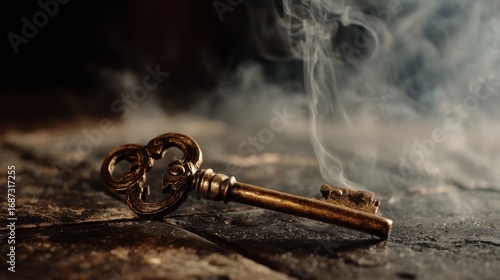 antique key smoke mystery dark