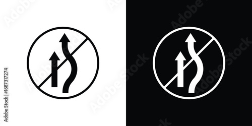 Do not overtake traffic signs set. Black and white silhouette collection
