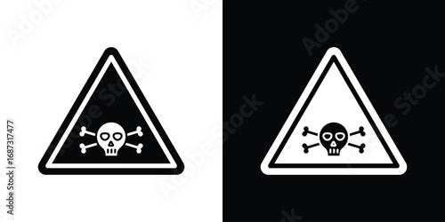 Danger signs set. Black and white silhouette collection