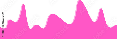 Pink ice cream melted with colorful cute candy sprinkles long border, banner seamless pattern, vector white background