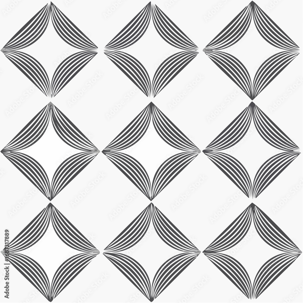 Fototapeta premium Geometric monochrome stripy seamless pattern, black and white vector abstract background. graphic symmetric backdrop. 1