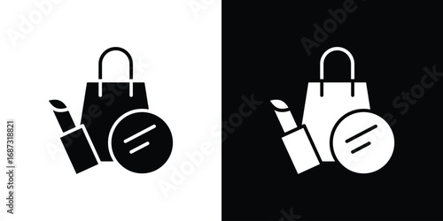 Beauty shopping icons set. Black and white silhouette collection