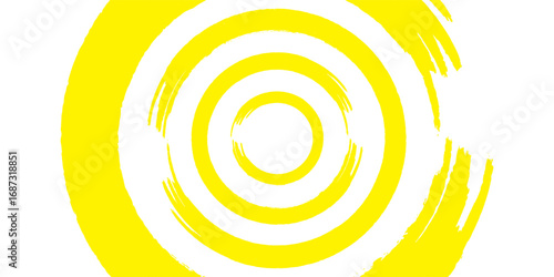 Circle brush stroke vector isolated on white background. yellow enso zen circle brush stroke.For stamp,seal, ink and paintbrush design template. Sun grunge hand drawn circle shape, vector illustration