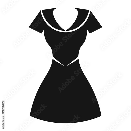 Mini Dress Black Silhouette Vector Illustration on White Background