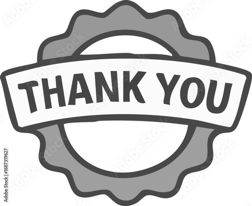Monochrome 'Thank You' seal for appreciation, icon.
