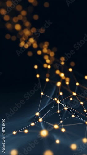 Abstract Digital Connections with Vivid Light Points and Flowing Lines in a Dark Background