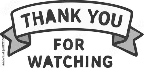 Hand-drawn thank you message on a banner. Gratitude.