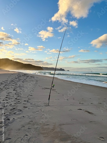 Beatiful sunset on beach of north island of new zealand