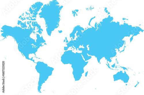 World Map Blue Editable With Country Lines Stroke Turned Off