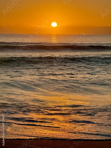 Beatiful sunset on beach of north island of new zealand
