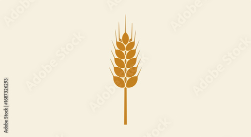 Single wheat stalk, simple agricultural symbol. Wheat stalk symbolizes harvest and natural bounty, embodying grains for bread and cereals. Use this wheat stalk to represent agriculture, farms,