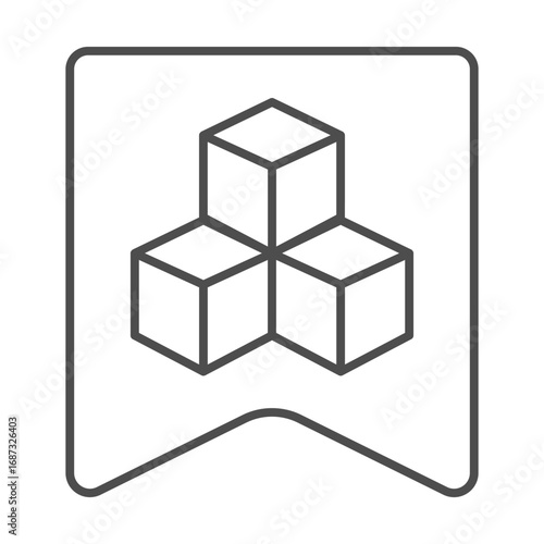 Token bookmark thin line icon, multiverse concept. Vector graphics. Crypto asset link sign on white background, outline style icon for mobile or web design.