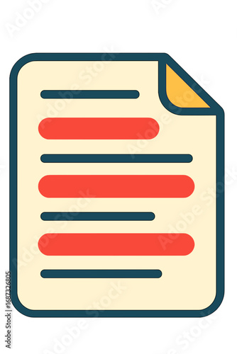 Document with text lines and folded corner in simple design Redacted file