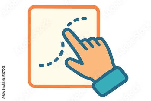 Hand drawing a dotted line on a touchscreen tablet interface Tracing span