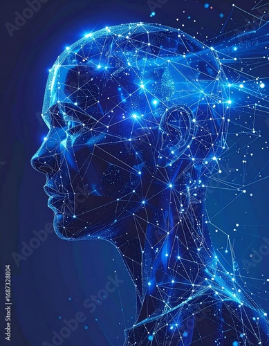 Wallpaper Mural Abstract digital representation of a human brain with neon colors Torontodigital.ca