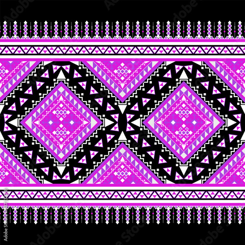 Geometric ethnic pattern seamless background texture, tribal fabric decoration, native style art print graphic design element, carpet wallpaper clothing wrapping batik fabric embroidery style vector 