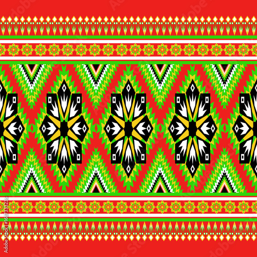 Geometric ethnic pattern seamless background texture, tribal fabric decoration, native style art print graphic design element, carpet wallpaper clothing wrapping batik fabric embroidery style vector 
