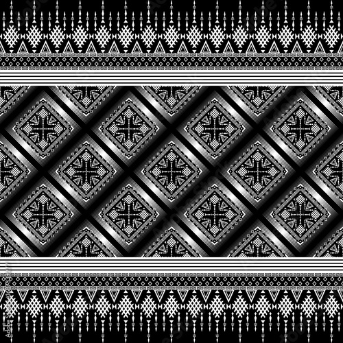 Geometric ethnic pattern seamless background texture, tribal fabric decoration, native style art print graphic design element, carpet wallpaper clothing wrapping batik fabric embroidery style vector 
