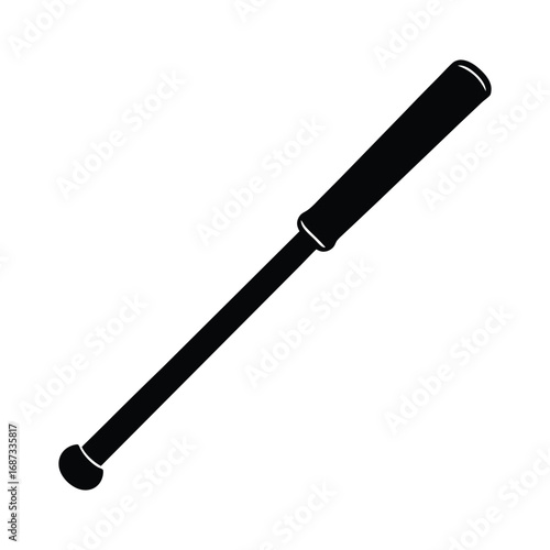 Police baton silhouette isolated on a clean white background for law enforcement and security concepts