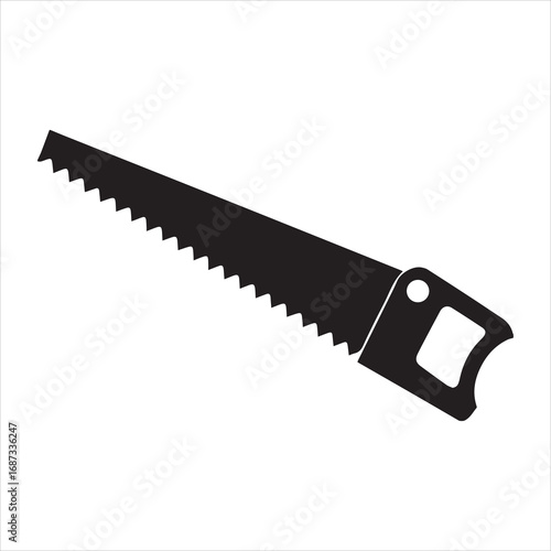 Hand Saw Vintage Silhouette Vector Illustration Black