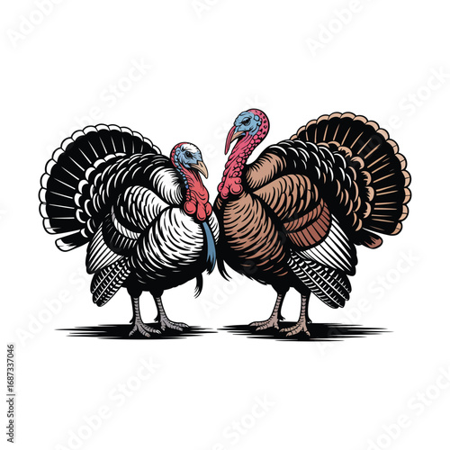 Turkey Silhouette Illustration Depicting Wildlife and Nature in Detailed Vector Art
