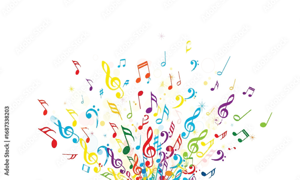 Fototapeta premium Colorful musical notes on white background, music design element illustration