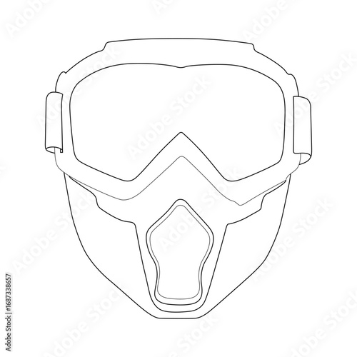 Windproof Cycling Face Shield line art vector design.Windproof Cycling Face Shield  outline illustration design.