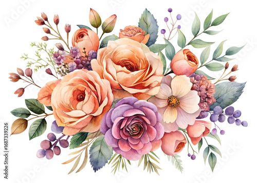 bouquet of roses isolated on white background. PNG Transparent file type with high definition quality And vibrant color grading Available.