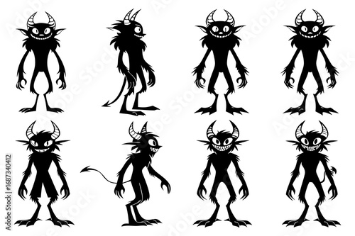 Halloween Monster Cats Silhouette Clipart – Spooky Black Cat Creatures for Creepy Designs & Decorations